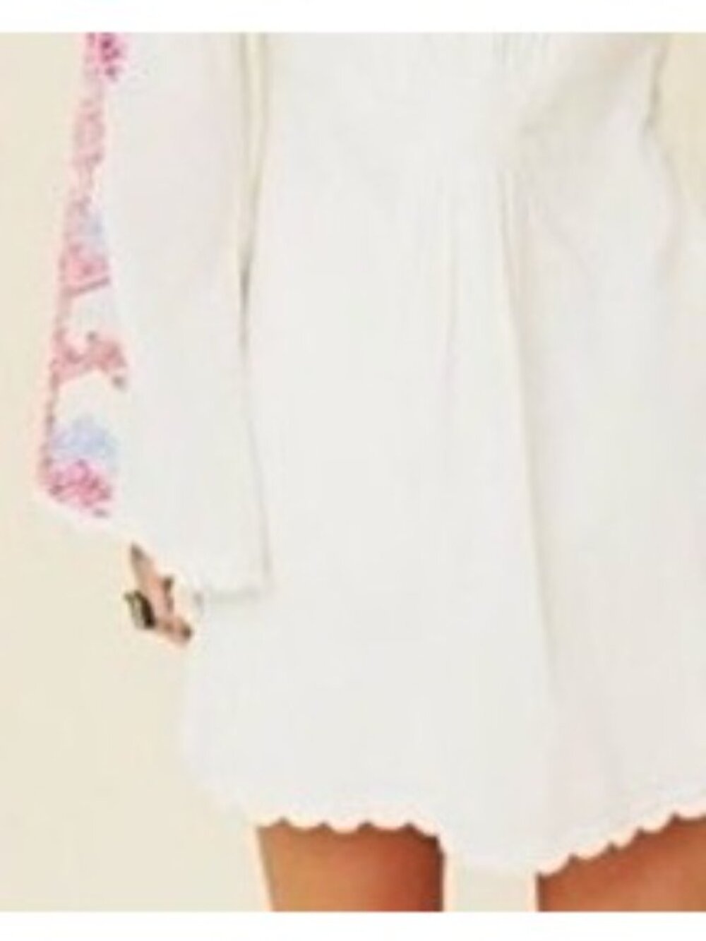 Free People White Embroidered Crochet Trim Bell Sleeve Mini Dress 4| Cottagecore - Picture 12 of 16